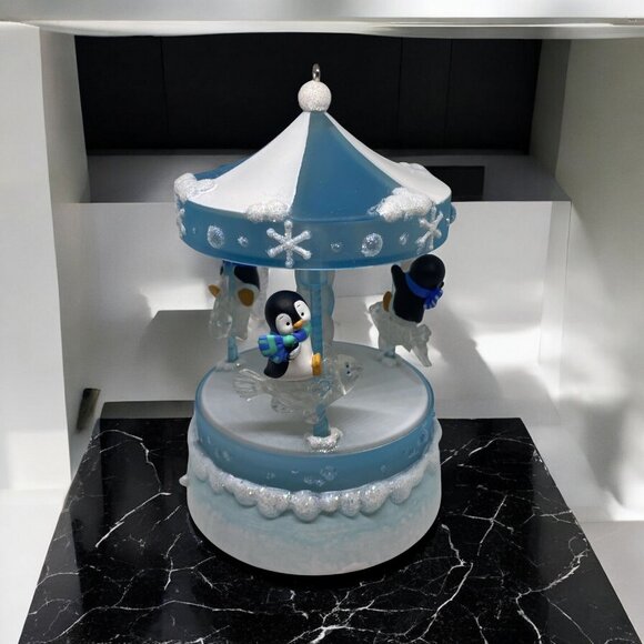 Hallmark Keepsake Christmas Ornament 2024, Playful Penguins on Carousel - Picture 11 of 11